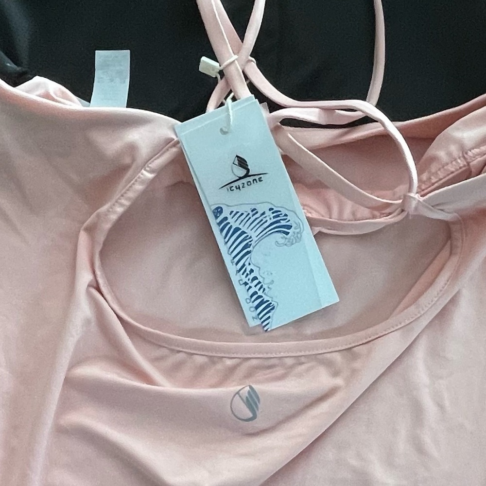 icyzone Workout Tank Tops Built in Bra Women's Strappy Athletic Yoga Tops Sz S - Picture 5 of 8